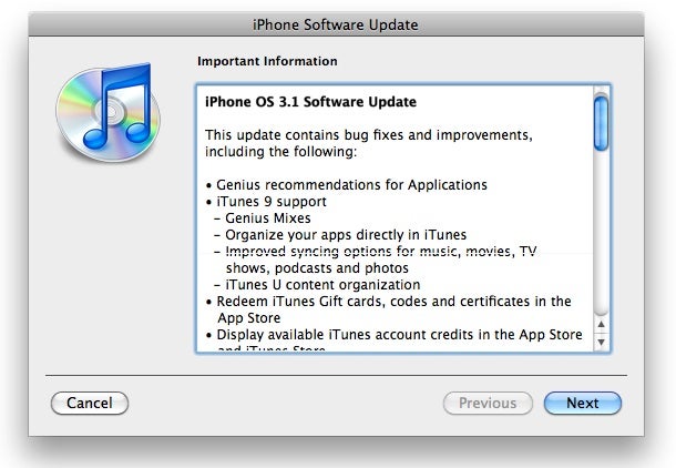 iPhone OS 3.1 now available