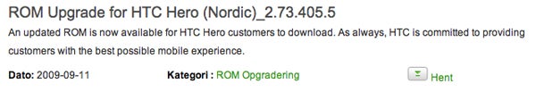 New firmware for HTC Hero makes device faster