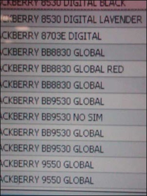 Verizon&#039;s inventory system shows BlackBerry Storm 2 9550 and Curve 8530