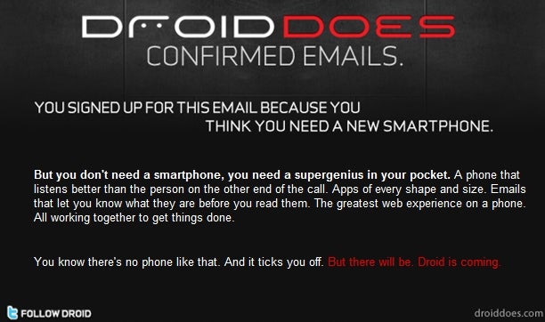 UPDATED with video: Verizon&#039;s Motorola Droid site take a jab at the iPhone by saying &quot;iDon&#039;t DROID DOES&quot;