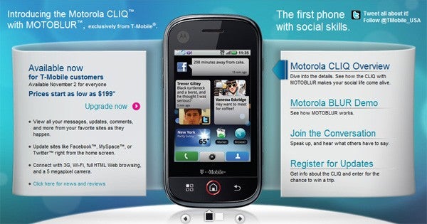 UPDATED:Motorola CLIQ on sale now for T-Mobile customers, November 2nd for the rest of us
