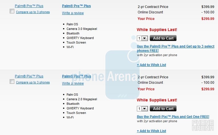 Verizon&#039;s internal site show the Palm Pre Plus, Pixi Plus, and Casio Brigade