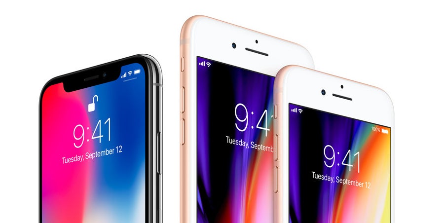 iPhone X, iPhone 8 Plus and iPhone 8, from left to right - Apple iPhone X&#039;s 5.8-inch screen is actually smaller than the 5.5-inch iPhone 8 Plus display