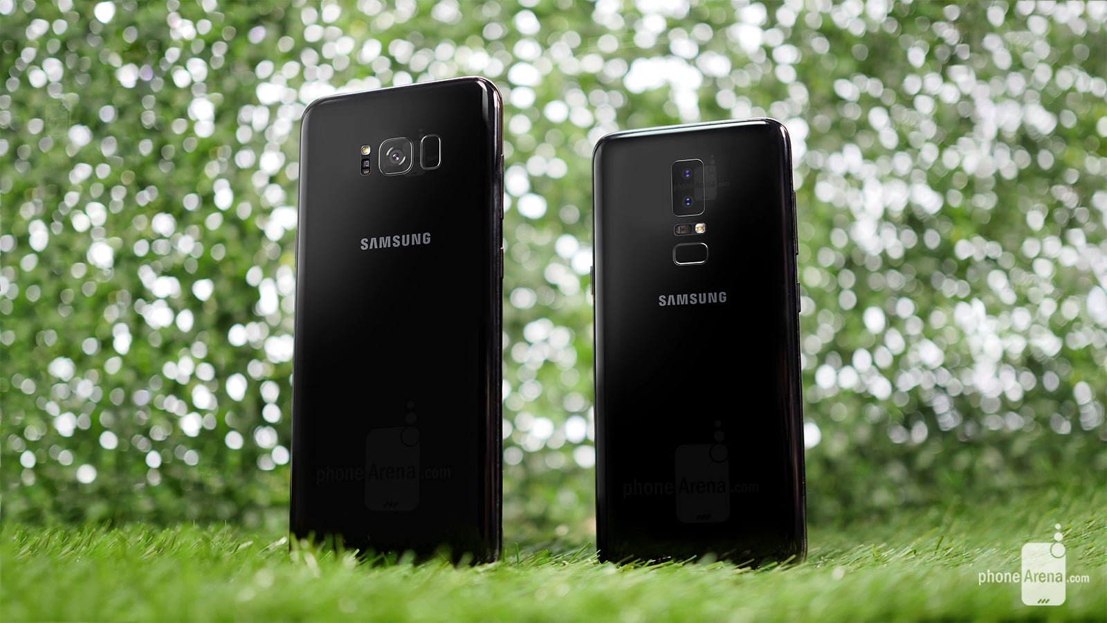 Galaxy S8+ (left) next to a Galaxy S9 mockup - Awesome Galaxy S9 renders offer an early glimpse at what Samsung&#039;s next flagships might look like