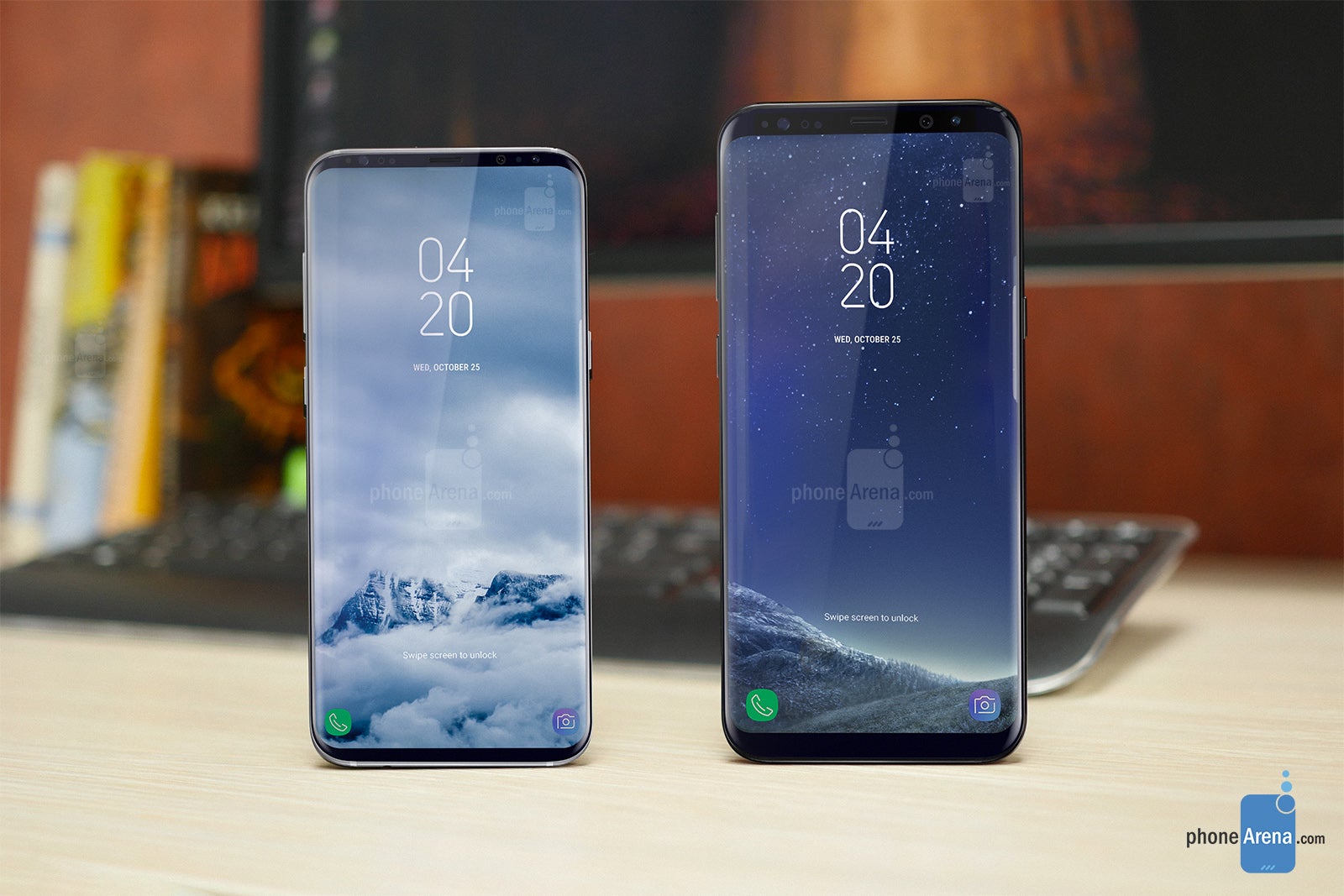 Galaxy S9 concept (left) next to a Galaxy S8+ - Samsung Galaxy S9 rumored to come with improved iris scanner and face recognition