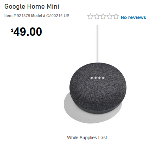 On Friday, Lowe&#039;s will drop the price of the Google Home Mini smart speaker from $49 to $29 - Lowe&#039;s jumps the gun, lists Google Home Mini for $29, and then changes the price back to $49