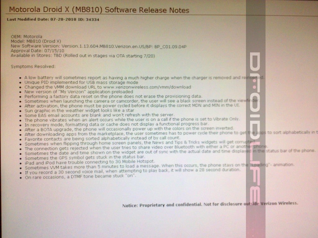 Motorola DROID X firmware update now being rolled out