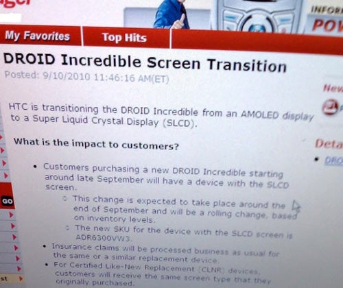 Verizon memo hints at the return of the Droid Incredible with Super LCD glass