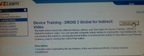 Motorola DROID 2 Global shows up in Verizon reps&#039; training system