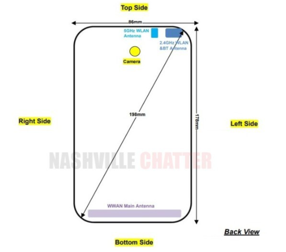 Image from the FCC documentation that shows the back of the Lenovo Tab V7 - Lenovo Phab 3 with 7.8-inch display, 5180mAh battery and Android 9 visits the FCC