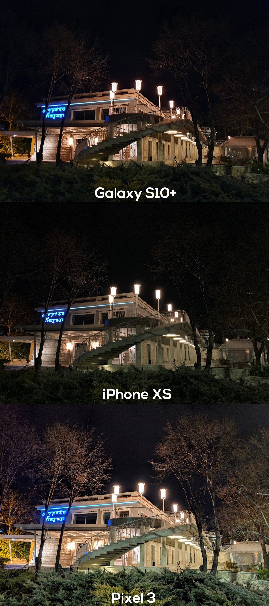 Galaxy S10+ vs Pixel 3 vs iPhone XS: NIGHT camera comparison