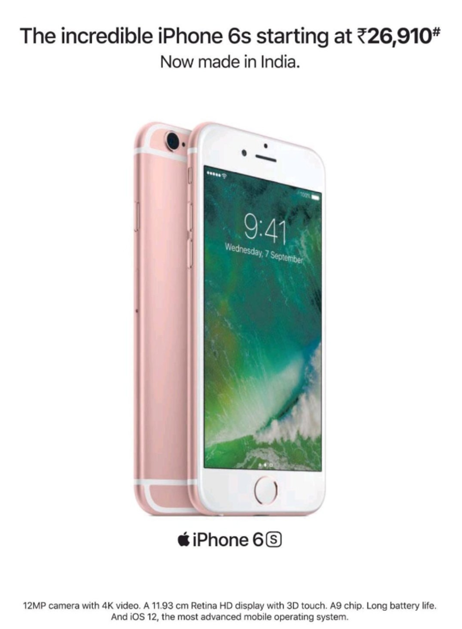 Apple starts advertising its locally made iPhone 6s model in India - Apple advertises &quot;The Incredible&quot; iPhone 6s, locally made and sold in India