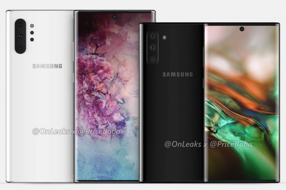 Renders of the Samsung Galaxy Note 10+ and Galaxy Note 10 - Samsung will unveil the new Galaxy Note 10 line on August 7th