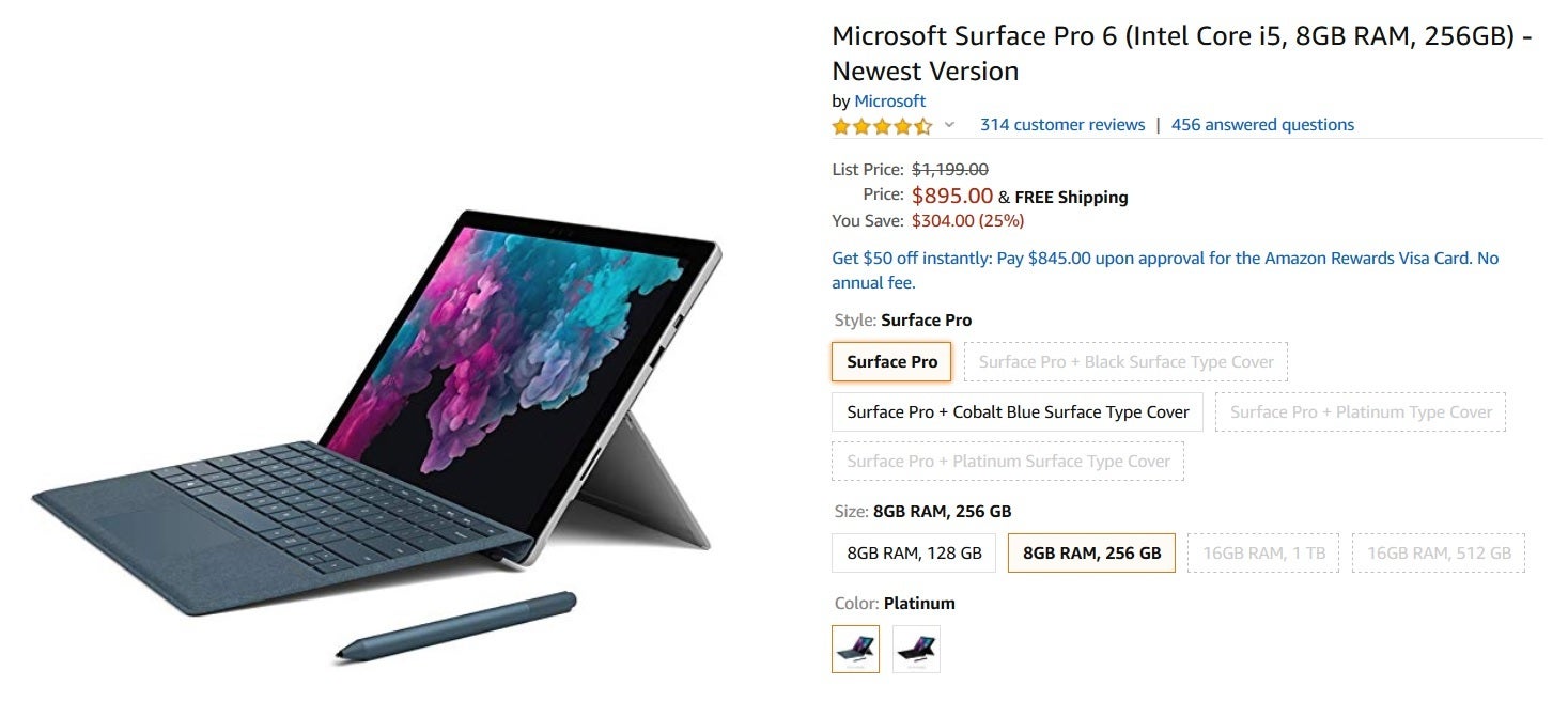 Amazon has the Surface Pro 6 on sale for $304 or 25% off - Save $304 or 25% on the Surface Pro 6 at Amazon