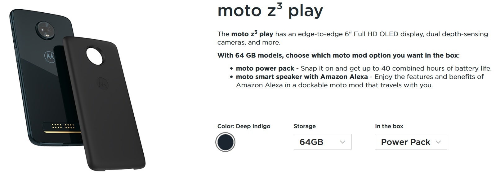 Save $250 or 45% on this Moto Z3 Play bundle - Motorola&#039;s bundle deal takes a whopping 45% off the 64GB Moto Z3 Play and the Alexa Moto Mod