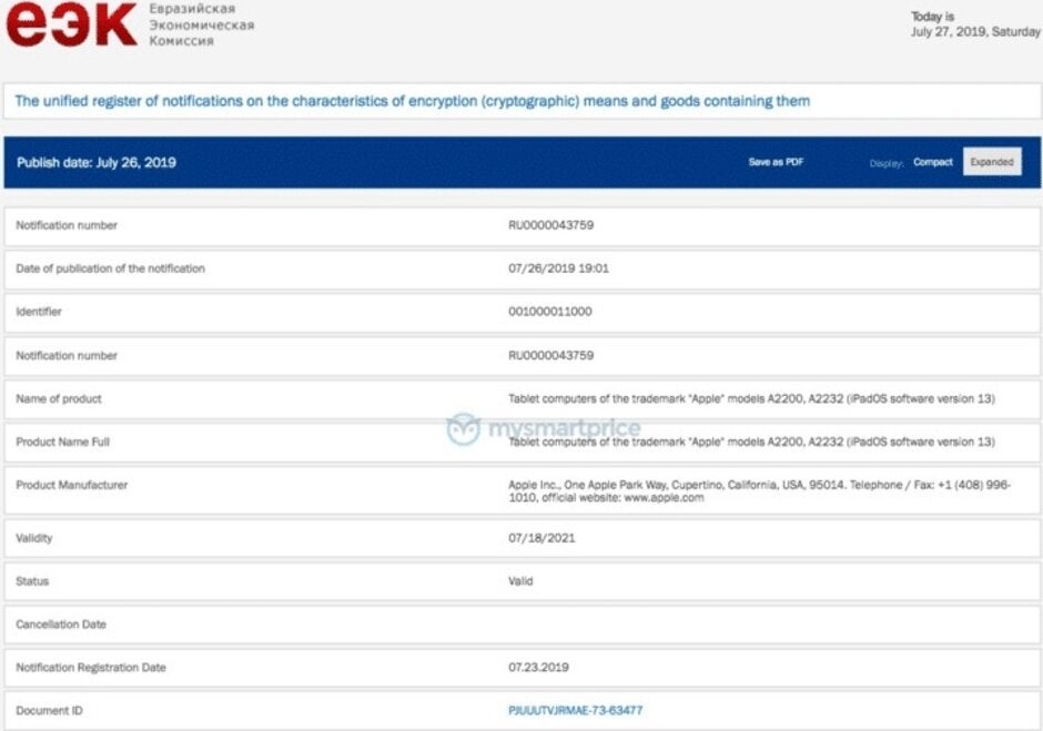 Apple has received EEC certification for new iPad tablets running iPadOS 13 - New Apple iPad models seem destined for a September release