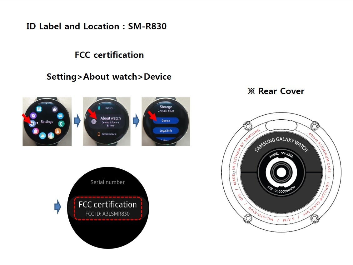 Image from FCC documentation related to the Samsung Galaxy Watch Active 2 - The feds help leak new info about Samsung&#039;s upcoming smartwatch