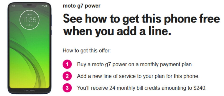 Deal: Motorola Moto G7 Power is free at T-Mobile (new line required)