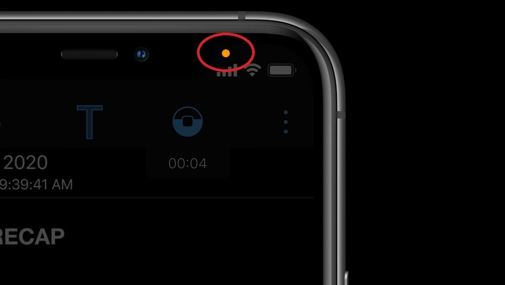 &quot;The orange light seen in the corner of this iPhone means that one of the apps on the device is using the phone&#039;s microphone - iOS 14.2 developer beta is released; what do those orange and green lights mean on my iPhone screen?