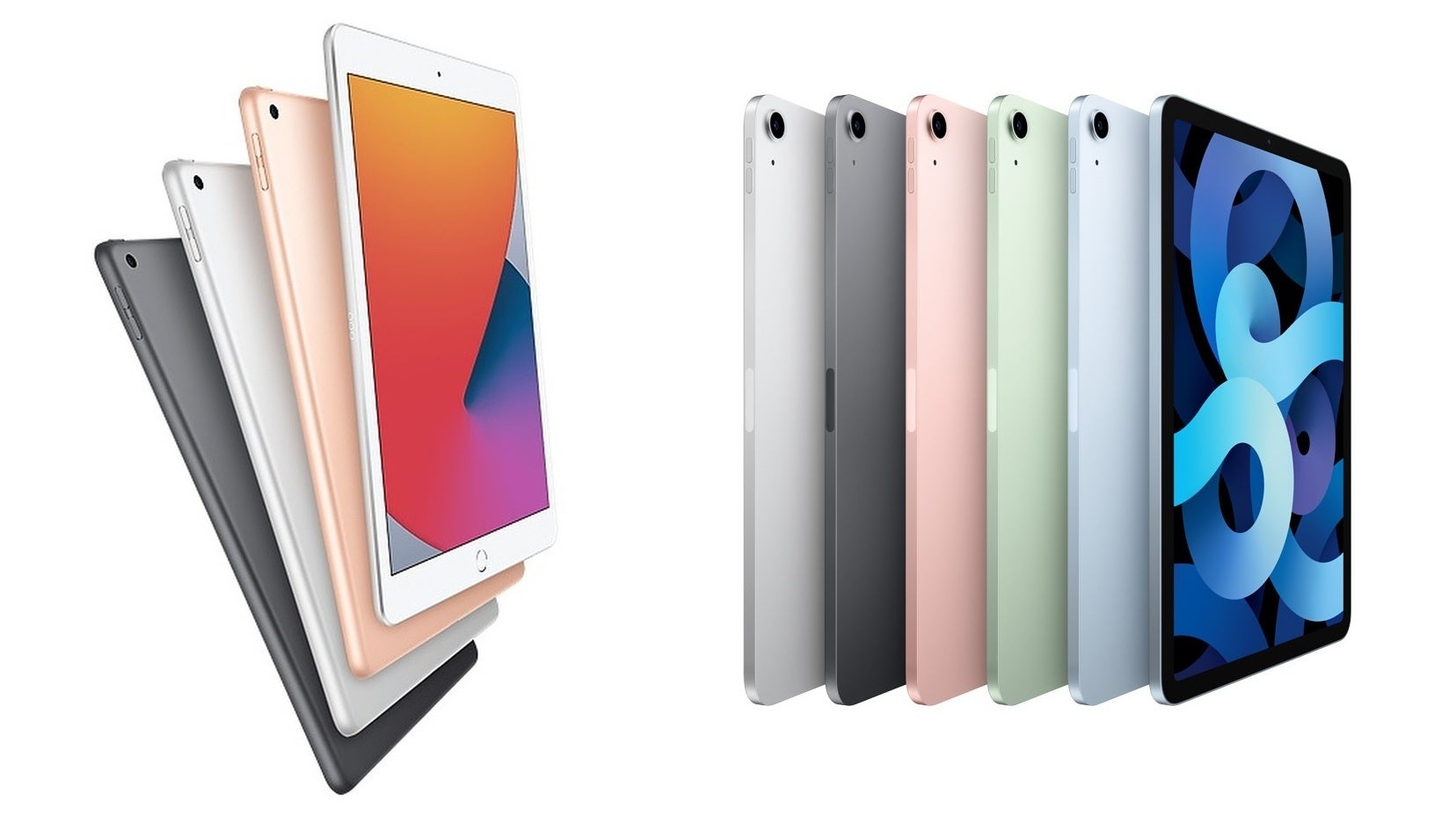 iPad 8 design and color options (left) versus the iPad Air 4 (right). - Apple iPad 8 vs iPad Air 4: Which one should you buy?