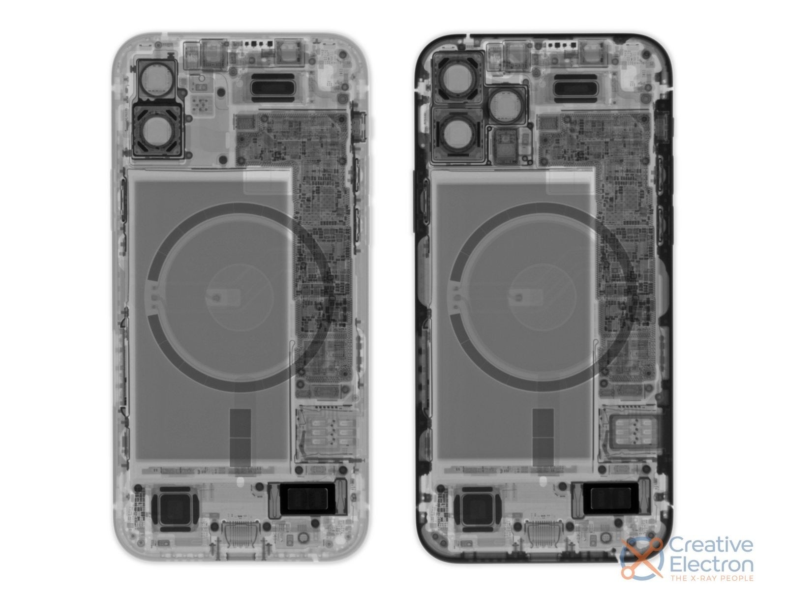 The iPhone 12 (left) is built on aluminum, vs the 12 Pro&#039;s (right) steel frame - See what 5G did to the iPhone 12 Pro besides a small battery
