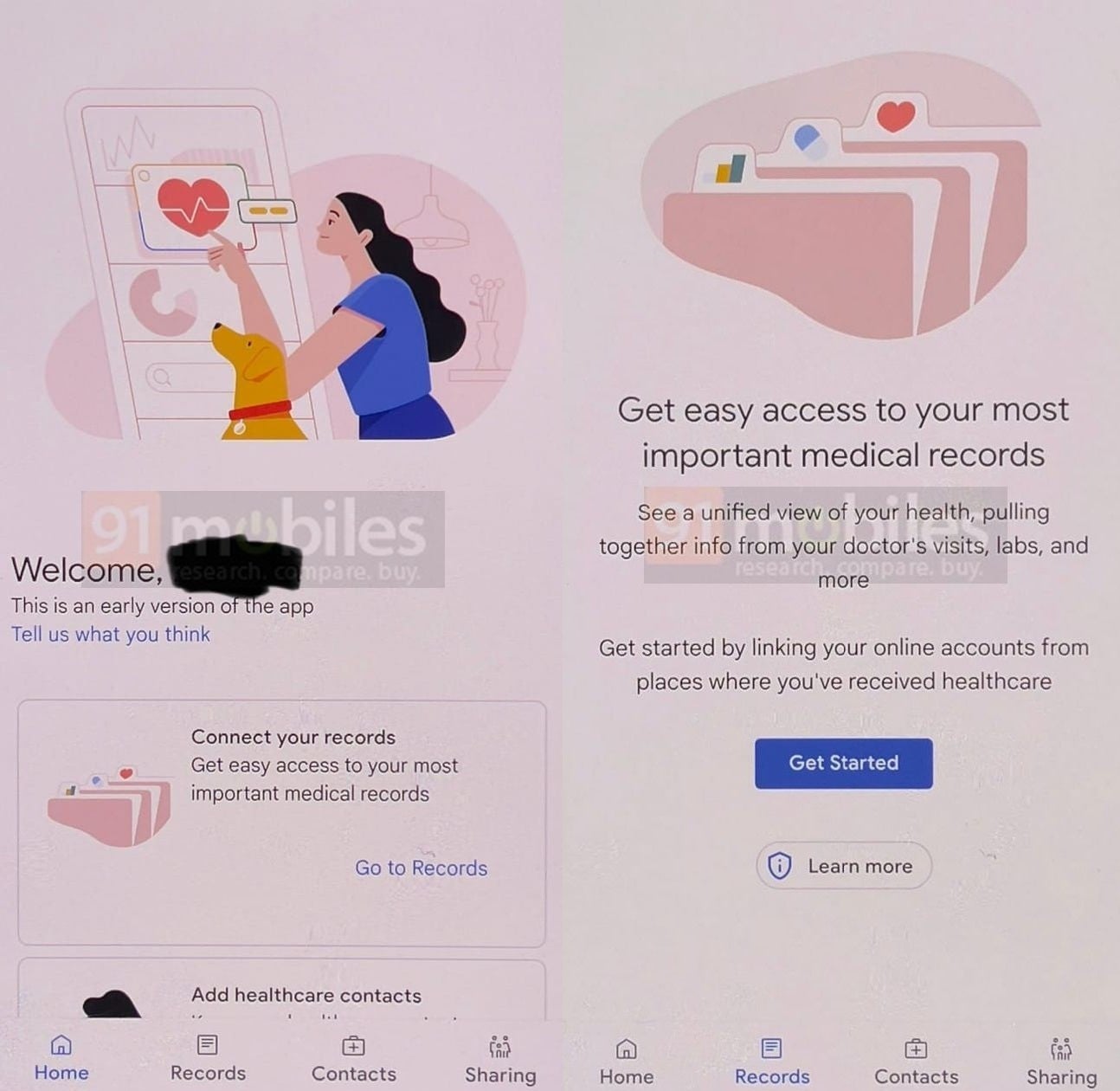 Image credit - 91mobiles - Alleged Google Health app leak shows medical records interface