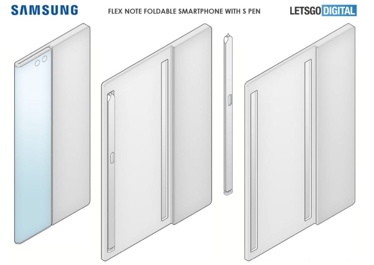 Based on Samsung&#039;s patent application, this could be a foldable Galaxy Note handset - Samsung patent application shows off foldable Galaxy Note