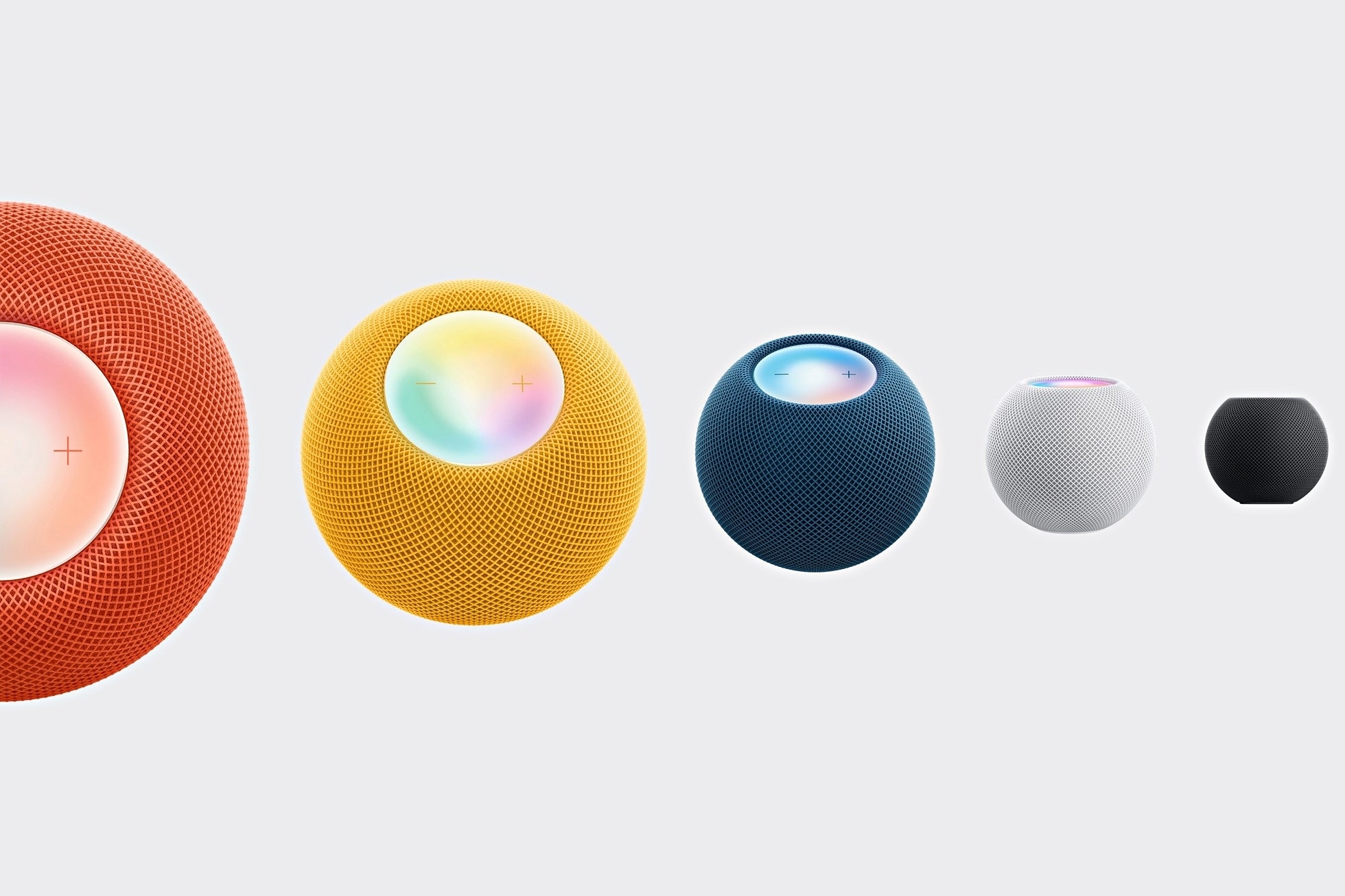 The HomePod mini in all its color options - Apple&#039;s HomePod mini now available in three new colors