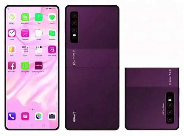 Render of Huawei&#039;s rumored clamshell flip phone - Huawei&#039;s rumored foldable flip phone said to employ a next-generation hinge