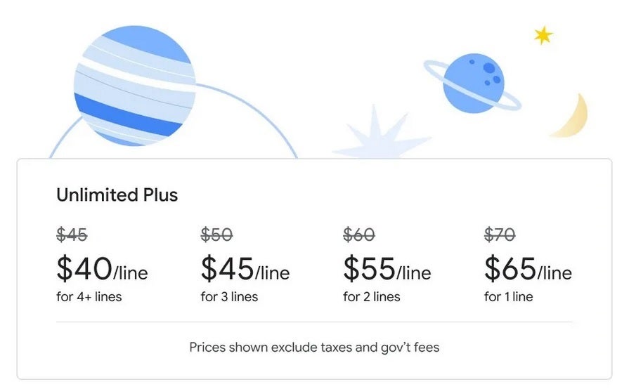 Pricing for Google Fi&#039;s most premium plan - MVNO Google Fi cuts its pricing for unlimited data