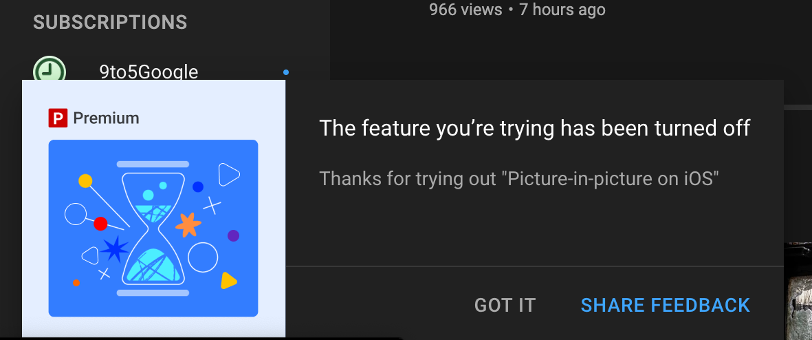 Testing is now over - YouTube Picture-in-Picture test for iOS ends; if you didn&#039;t enable it, you won&#039;t be able to do so (for now)