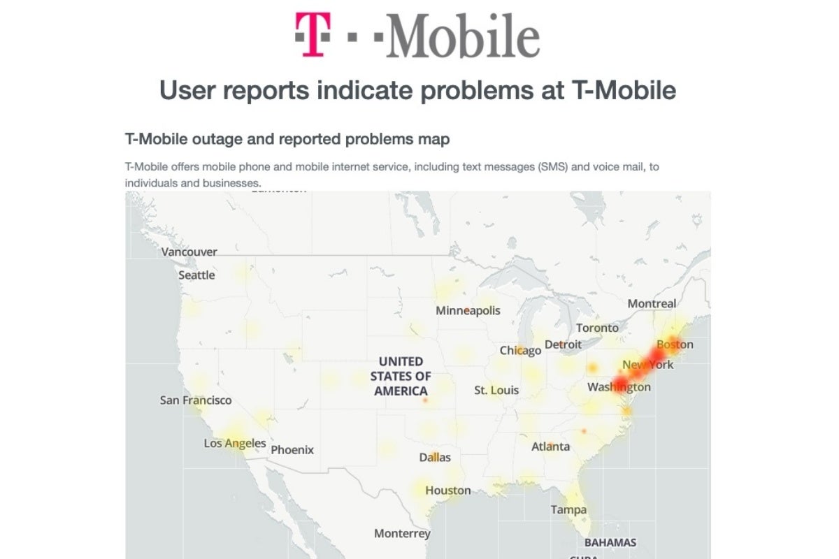 T-Mobile service is completely down for many users across the East Coast