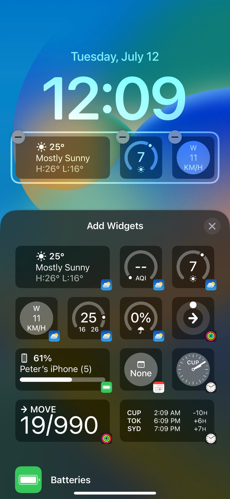 iOS 16 lock screen widgets