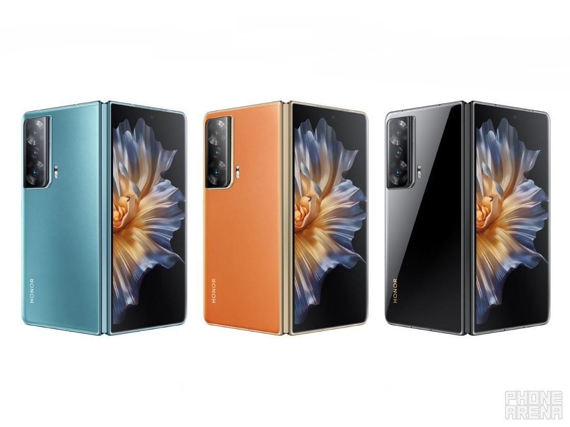 The Magic Vs in Cyan, Orange, and a shinier Black. - Honor Magic Vs reveal showcases a lightweight and sleek foldable