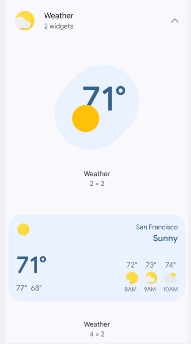 The Google Weather app comes with two widgets for your homescreen - How to install the Google Weather app icon on your Pixel&#039;s homescreen
