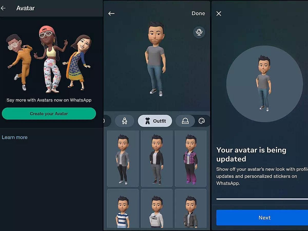 We can see that there&#039;s an entire section dedicated to outfits. Image credited to Business Insider India. - You can now make a 3D Avatar in WhatsApp and customize it to your heart&#039;s content