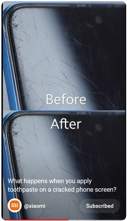 Xiaomi shows that toothpaste will not remove scratches from your smartphone screen - Xiaomi &quot;proves&quot; that an ancient myth about repairing your phone&#039;s screen causes more harm than good