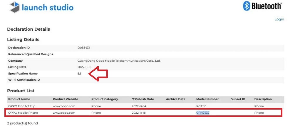 The Bluetooth SIG shows the Find N2 Flip using Bluetooth 5.3 - The global variant of Oppo&#039;s new foldable clamshell visits the FCC and the Bluetooth SIG