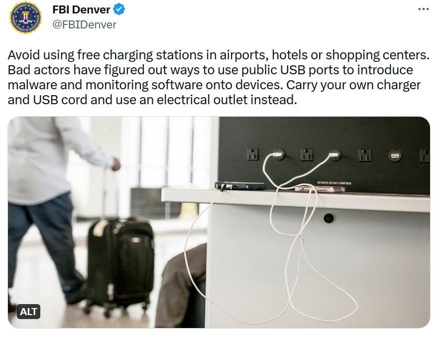 The FBI warns the public about using public charging stations - The FBI warns the public not to charge their phones at these high risk locations