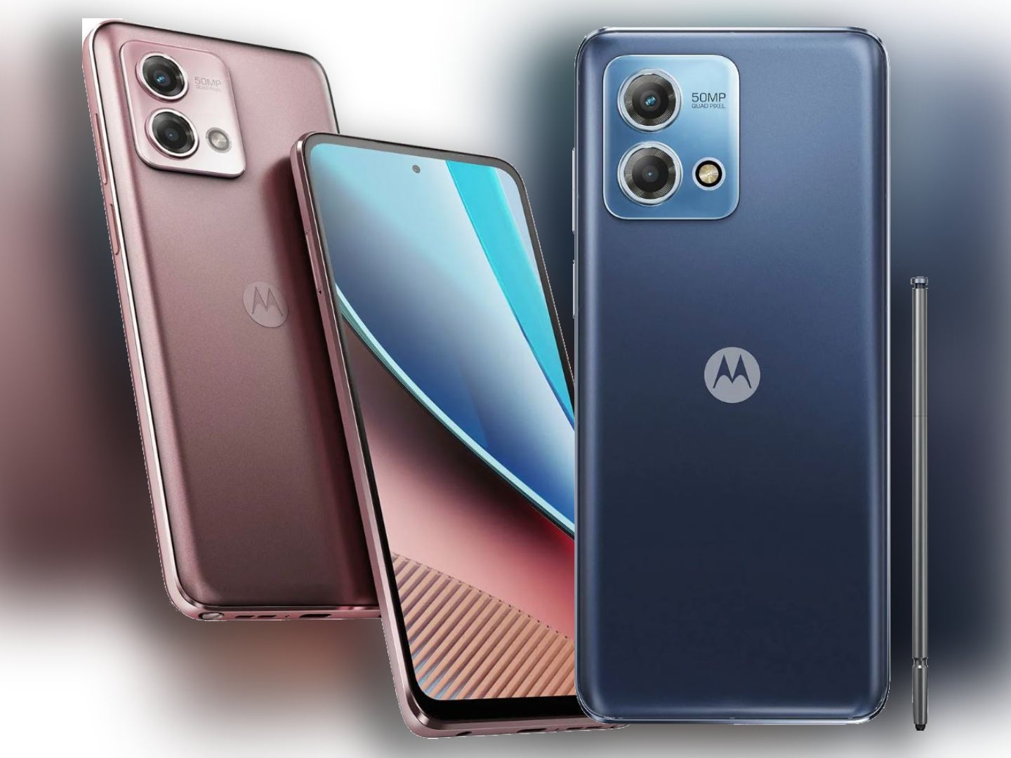 The new allegedly new color options for the Moto G Stylus 2023, as shown in the recent leaks. - This Moto G Stylus 5G (2023) leak reveals new color options