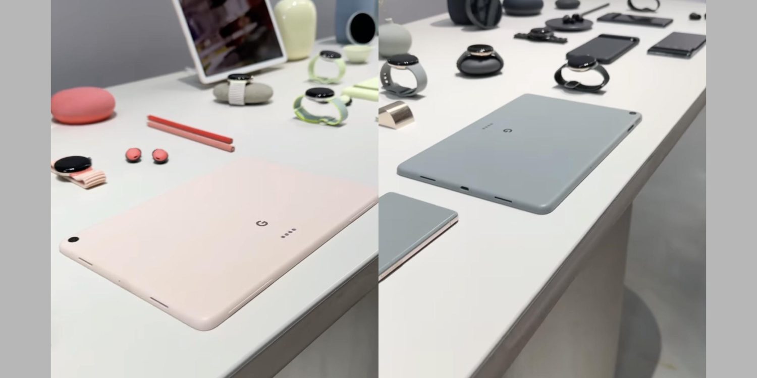 The Pixel Tablet in coral. Image credit 9to5Google - The Pixel Tablet surfaces on a table photographed in Milan