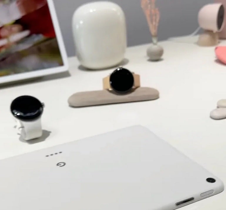 The Pixel Tablet in porcelain with white bezels. Image credit 9to5Google - The Pixel Tablet surfaces on a table photographed in Milan