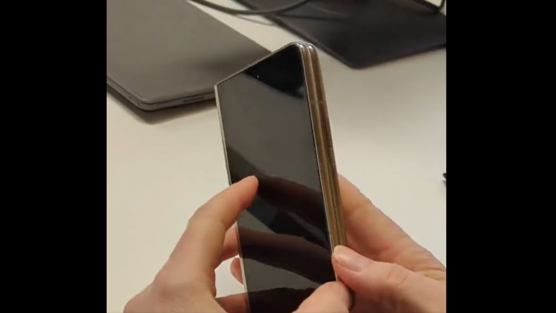The Pixel Fold&#039;s outer screen is wider than the Fold 4&#039;s - Leaked Pixel Fold hands-on video shows Google&#039;s first foldable phone up close