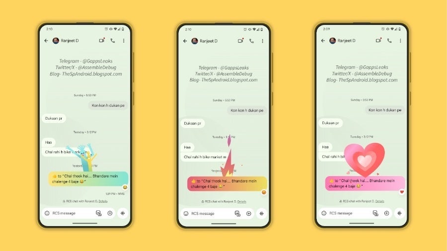 Google Messages is testing new animations that show up when you react with emojis