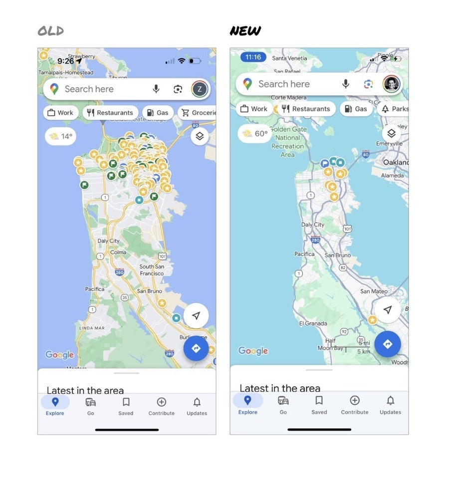 Source - @elizlaraki on X - Google Maps&#039; confusing new color palette has now reached Android Auto