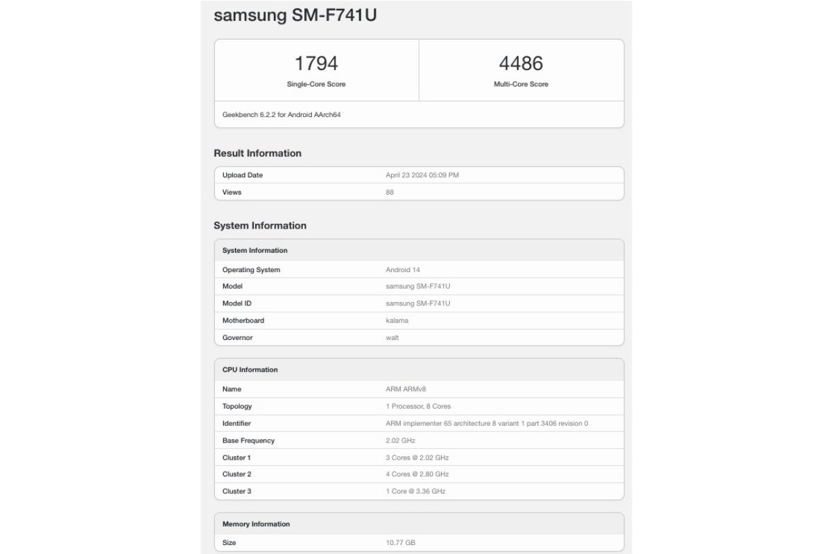 This information does NOT belong to an actual Galaxy Z Flip 6 unit. - Worry not, the Galaxy Z Flip 6 is still guaranteed to pack a Snapdragon 8 Gen 3 chip (and 8GB RAM)