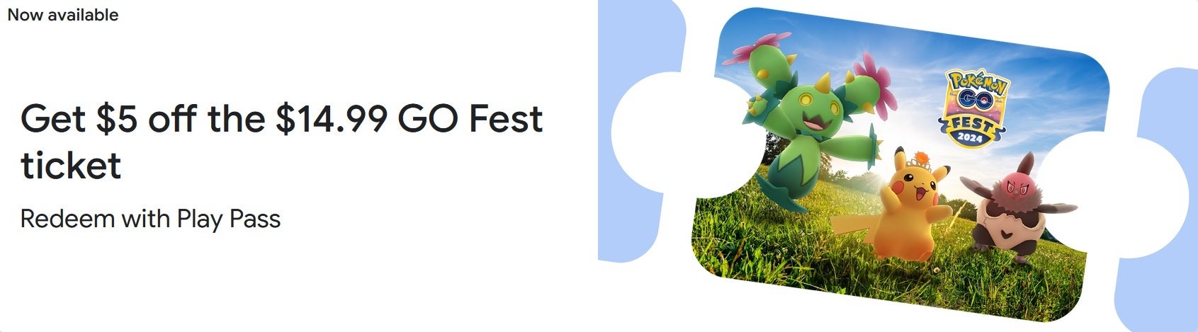 Save $5 on tickets for Pokemon Go Fest|Image credit-Google - Score Pokemon Go freebies and discounts by redeeming Google Play Points you&#039;ve earned