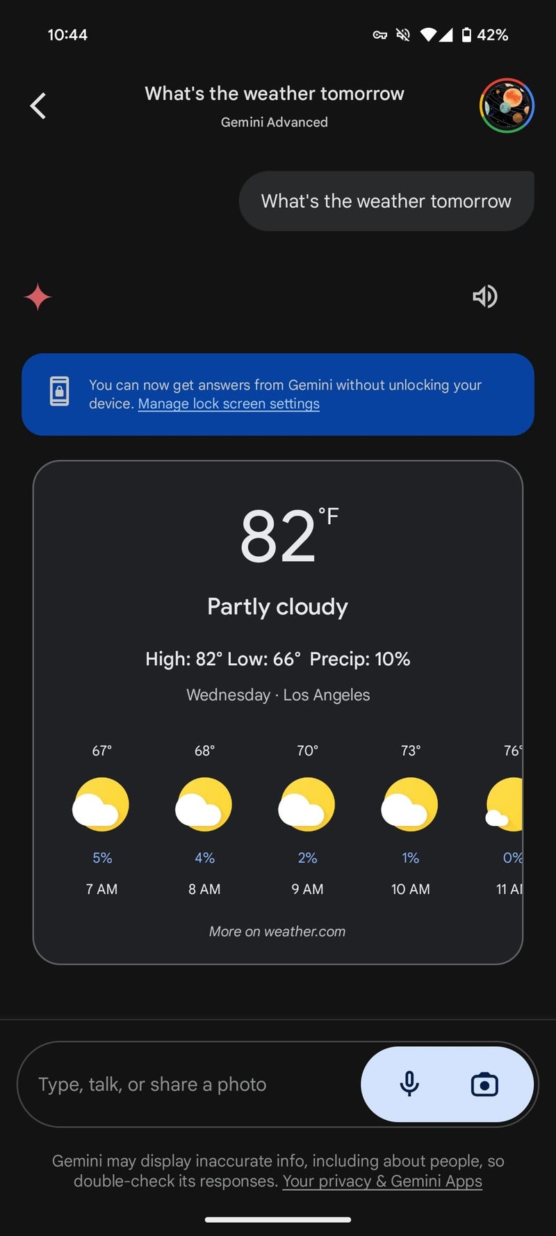 Gemini on Android now answers questions from lock screen