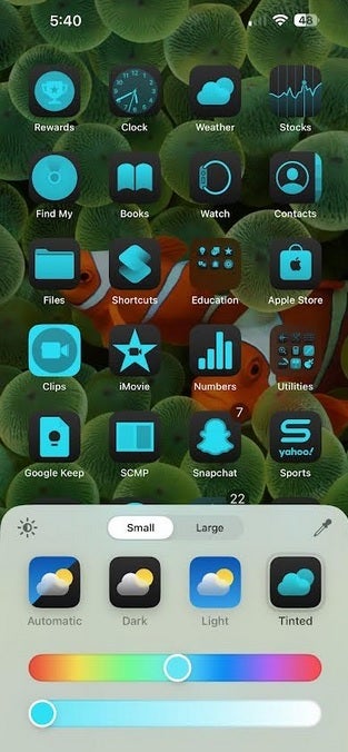 Change the color of your Home Screen app icons. | Image credit-PhoneArena - How to customize your Home Screen icons with the iOS 18 beta installed