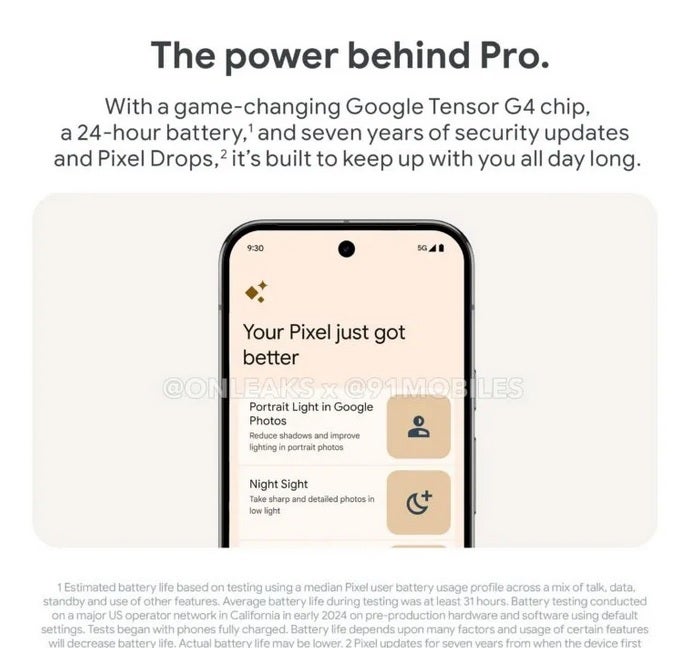 Leaked Pixel 9 promo calls the Tensor G4 AP game changing. | Image credit 91mobiles - Leaked promo for Pixel 9 Pro surprisingly calls Tensor G4 AP &quot;game changing&quot;